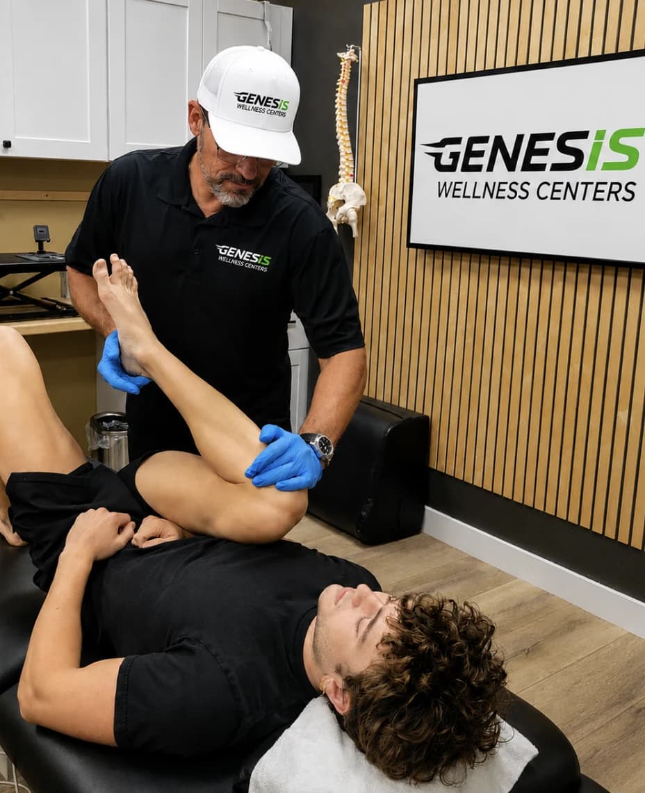 Dr. Clint Borman working with a patient during a physical therapy session