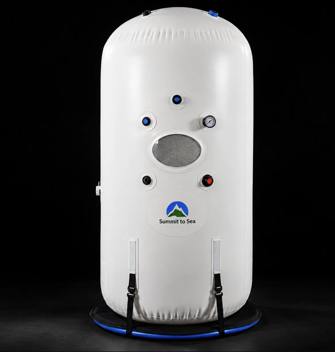 The Dive Vertical, a Summit to Sea upright mild hyperbaric chamber with a viewing window